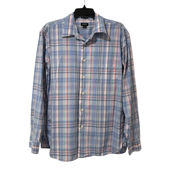 J. Crew Factory 100’s 2-ply 100% Cotton Plaid Button Shirt Mens Large 16-16 1/2 - Picture 1 of 6